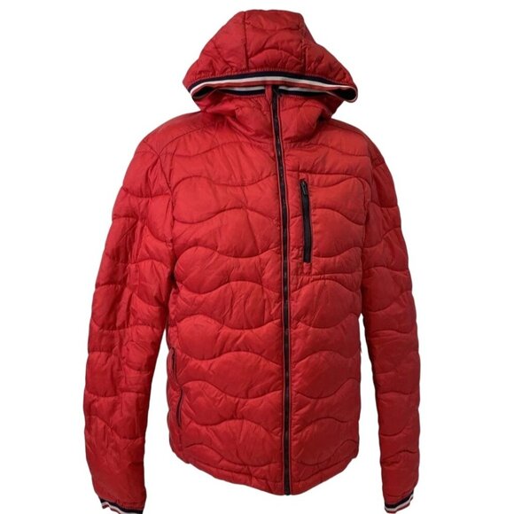 Superdry Mens Wave Quilt Red Puffer Jacket L RD10388 Fitted GUC - Picture 10 of 16